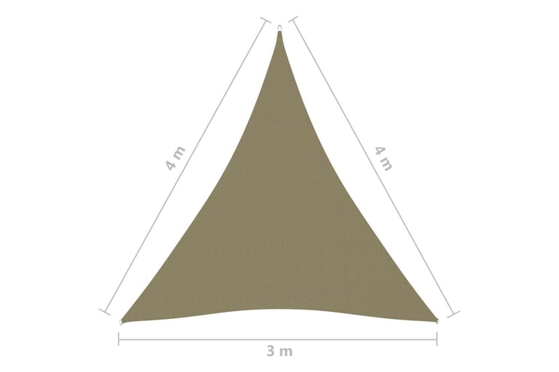 Solseil oxfordstoff trekantet 3x4x4 m beige - Beige - Hagemøbler & utemiljø - Solbeskyttelse - Solseil