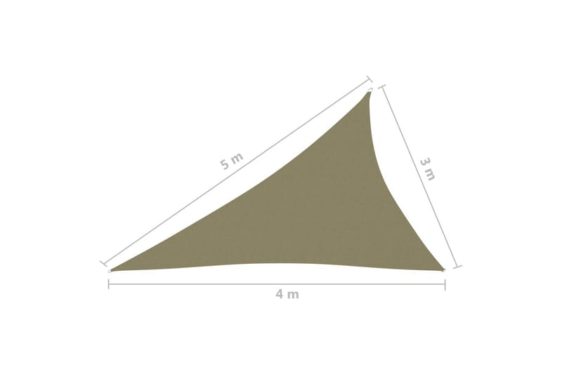 Solseil oxfordstoff trekantet 3x4x5 m beige - Beige - Hagemøbler & utemiljø - Solbeskyttelse - Solseil