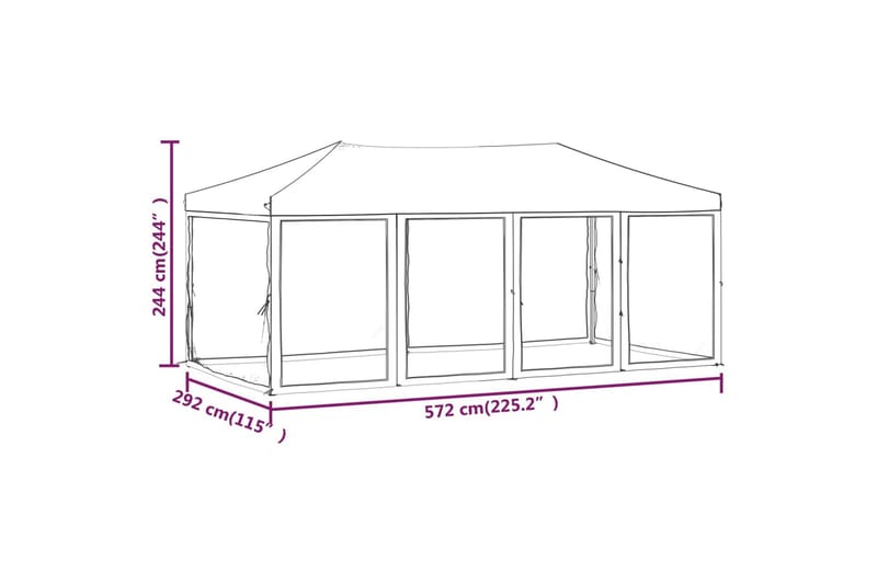 beBasic Sammenleggbart festtelt med sidevegger gråbrun 3x6 m - Taupe - Hagetent & lagertelt