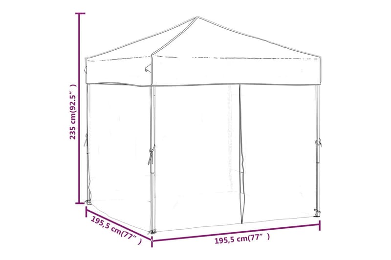 beBasic Sammenleggbart festtelt med sidevegger hvit 2x2 m - Hvit - Hagetent & lagertelt