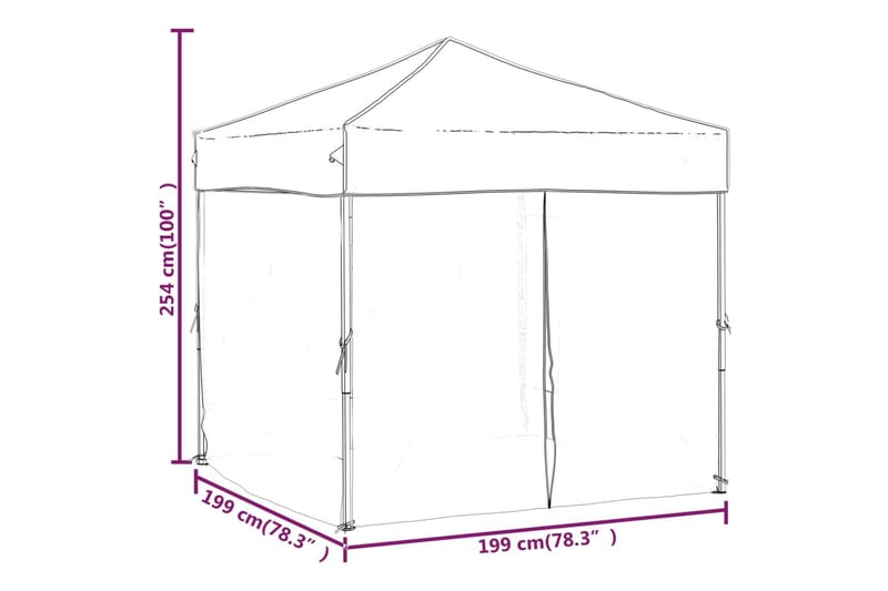 beBasic Sammenleggbart festtelt med sidevegger hvit 2x2 m - Hvit - Hagetent & lagertelt