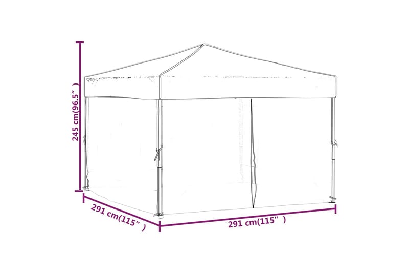 beBasic Sammenleggbart festtelt med sidevegger hvit 3x3 m - Hvit - Hagemøbler & utemiljø - Utendørsoppbevaring - Hagetent & lagertelt