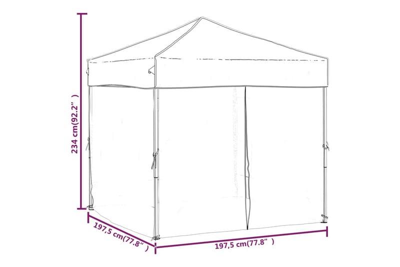 beBasic Sammenleggbart festtelt med sidevegger svart 2x2 m - Svart - Hagetent & lagertelt