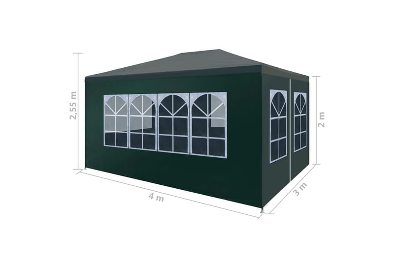 Festtelt 3x4 m grønn - Svart - Hagemøbler & utemiljø - Utendørsoppbevaring - Hagetent & lagertelt