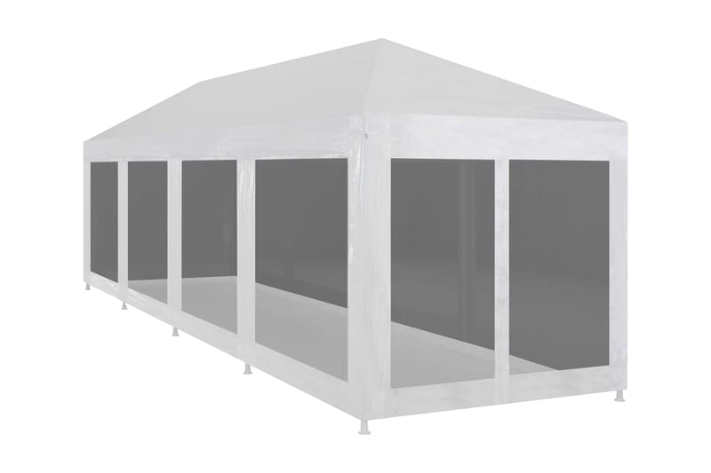 Festtelt med 10 sidevegger av netting 12x3 m - Hvit|Svart - Hagetent & lagertelt