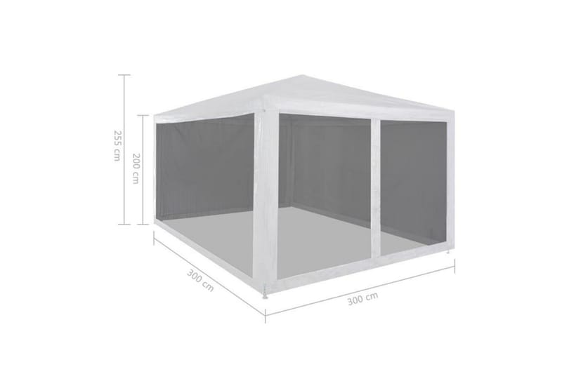 Festtelt med 4 sidevegger av netting 3x3 m - Hvit - Hagemøbler & utemiljø - Utendørsoppbevaring - Hagetent & lagertelt