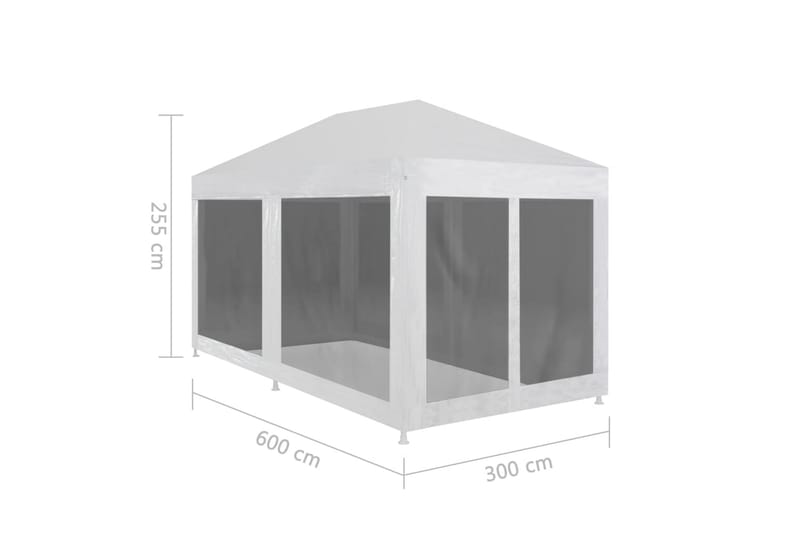 Festtelt med 6 sidevegger av netting 6x3 m - Hvit - Hagemøbler & utemiljø - Utendørsoppbevaring - Hagetent & lagertelt