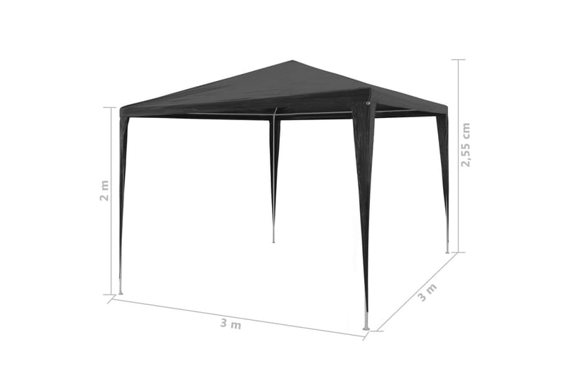 Festtelt PE 3x3 m antrasitt - Svart - Hagemøbler & utemiljø - Utendørsoppbevaring - Hagetent & lagertelt