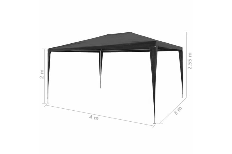Festtelt PE 3x4 m antrasitt - Svart - Hagemøbler & utemiljø - Utendørsoppbevaring - Hagetent & lagertelt