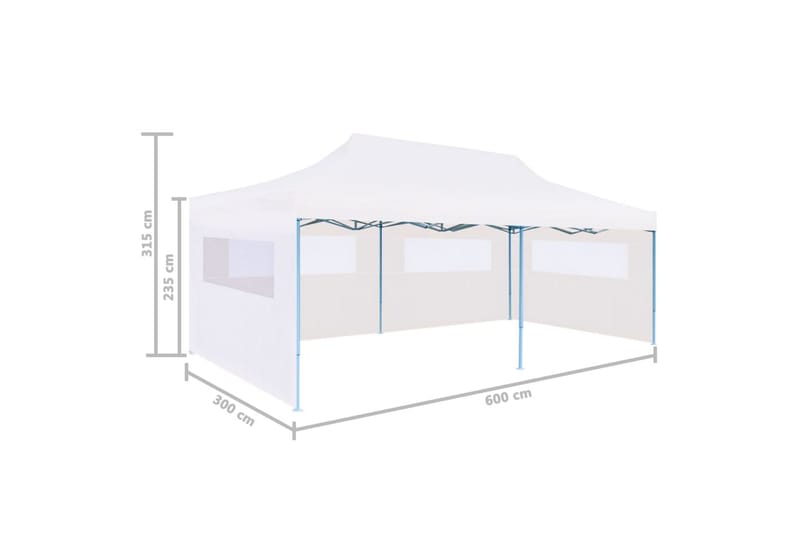 Foldbart popup festtelt med sidevegger 3x6 m stål hvit - Hagetent & lagertelt