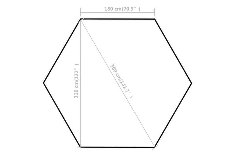 Heksagonalt pop-up partytelt med 6 sidevegger grå 3,6x3,1 m - Grå - Hagemøbler & utemiljø - Utendørsoppbevaring - Hagetent & lagertelt