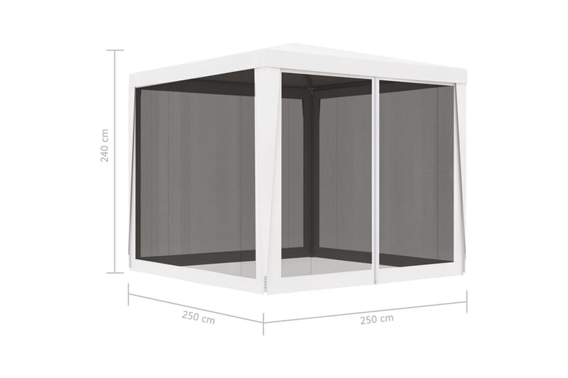 Partytelt med 4 sidevegger av netting 2,5x2,5 m hvit - Hvit - Hagemøbler & utemiljø - Utendørsoppbevaring - Hagetent & lagertelt