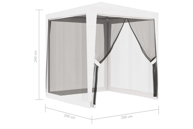 Partytelt med 4 sidevegger av netting 2x2 m hvit - Hvit - Hagetent & lagertelt