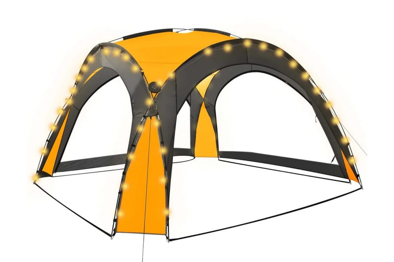 Partytelt med LED og 4 sidevegger 3,6x3,6x2,3 m gul - Gul - Hagetent & lagertelt