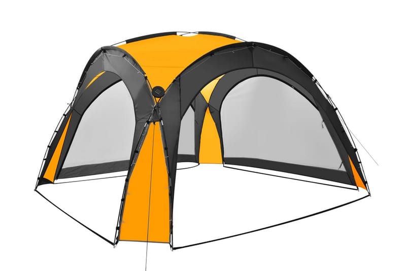 Partytelt med LED og 4 sidevegger 3,6x3,6x2,3 m gul - Gul - Hagemøbler & utemiljø - Utendørsoppbevaring - Hagetent & lagertelt