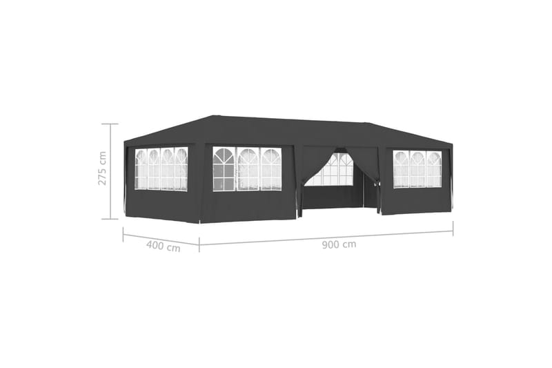 Profesjonelt festtelt med sidevegger 4x9m antrasitt 90 g/m² - Grå - Hagemøbler & utemiljø - Utendørsoppbevaring - Hagetent & lagertelt
