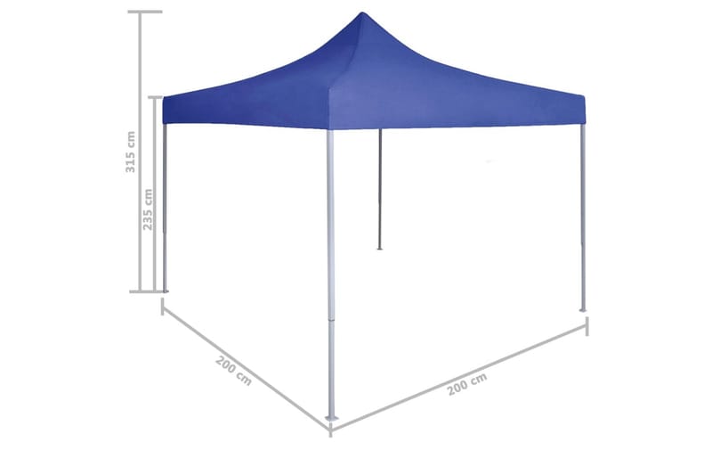 Profesjonelt sammenleggbart festtelt 2x2 m stål blå - Hagetent & lagertelt