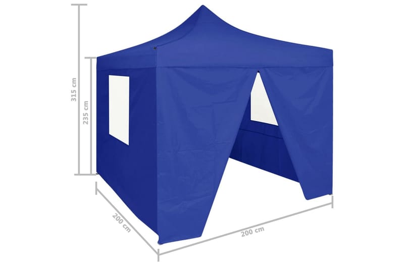 Profesjonelt sammenleggbart festtelt 4 vegger 2x2m stål blå - Hagetent & lagertelt