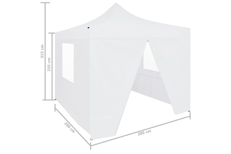 Sammenleggbart festtelt 4 sidevegger 2x2m stål hvit - Hagemøbler & utemiljø - Utendørsoppbevaring - Hagetent & lagertelt
