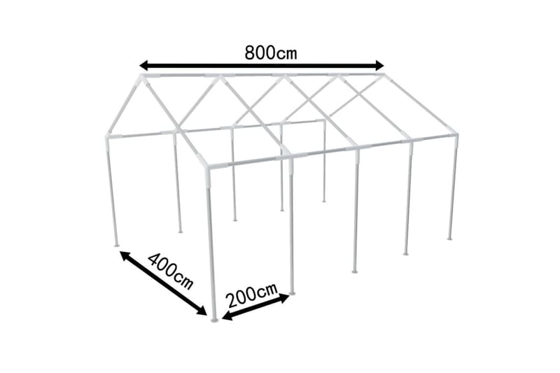 Stålramme for Festtent 8 x 4 m - Silver - Hagemøbler & utemiljø - Utendørsoppbevaring - Hagetent & lagertelt