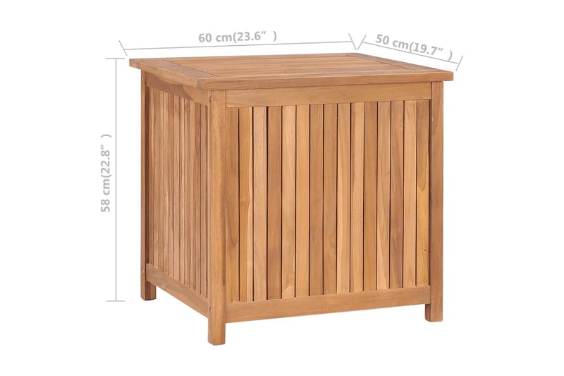 Putekasse 60x50x58 cm heltre teak - Brun - Hagemøbler & utemiljø - Utendørsoppbevaring - Puteoppbevaring - Puteboks & putekasse