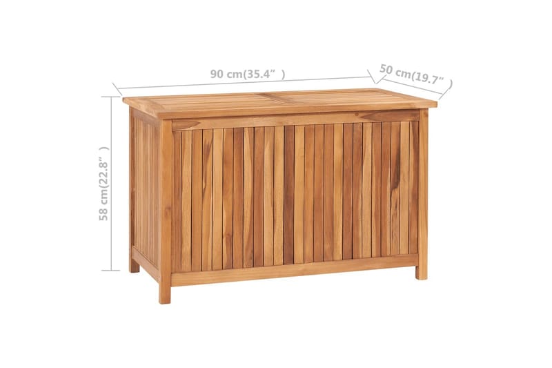 Putekasse 90x50x58 cm heltre teak - Brun - Hagemøbler & utemiljø - Utendørsoppbevaring - Puteoppbevaring - Puteboks & putekasse