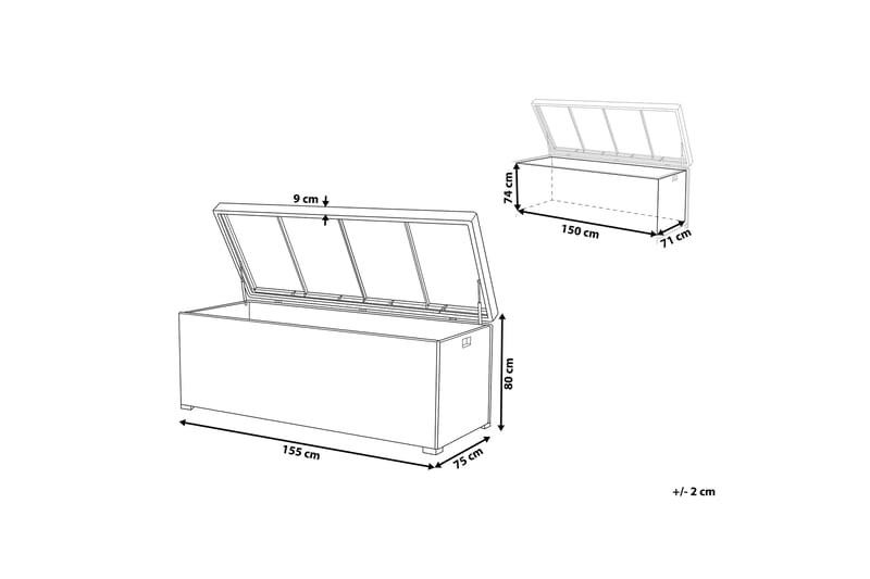 Putekasse Cebrosa 155x75 cm - Brun/Kunstrotting - Hagemøbler & utemiljø - Utendørsoppbevaring - Puteoppbevaring - Puteboks & putekasse