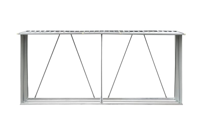 Vedskjul galvanisert stål 330x84x152 cm grå - Hagemøbler & utemiljø - Utendørsoppbevaring - Vedoppbevaring