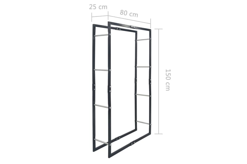 Vedstativ antrasitt 240x35x120 cm stål - Hagemøbler & utemiljø - Utendørsoppbevaring - Vedoppbevaring