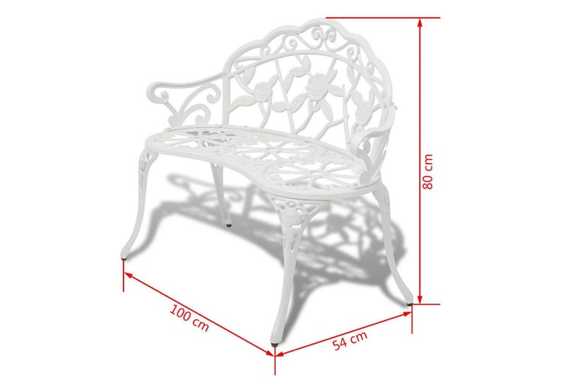 Hagebenk 100 cm støpt aluminium hvit - Hvit - Hagemøbler & utemiljø - Utesofa - Hagebenk & utebenk