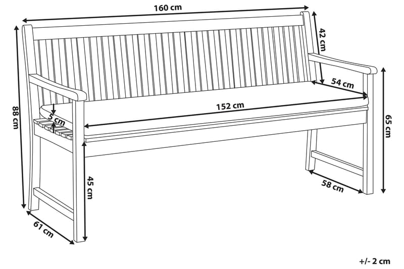 Hagebenk Sutko 160 cm - Natur/Blå/Akacia - Hagemøbler & utemiljø - Utesofa - Hagebenk & utebenk