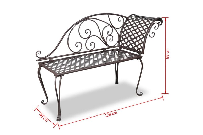 Hagesjeselong 128 cm stål antikk brun - Brun - Hagemøbler & utemiljø - Utesofa - Hagebenk & utebenk