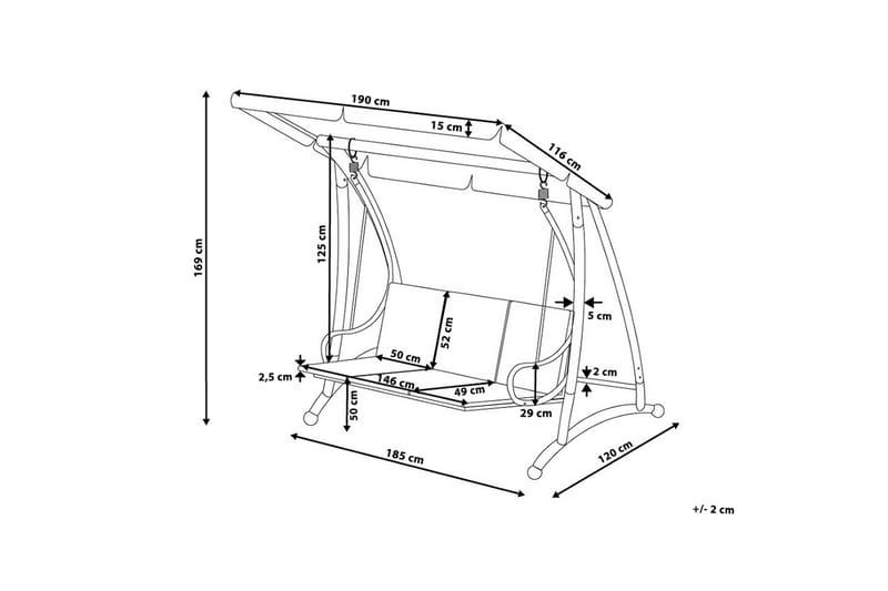 Hammock Temple 190 cm - Grå - Hagemøbler & utemiljø - Utesofa - Hammock