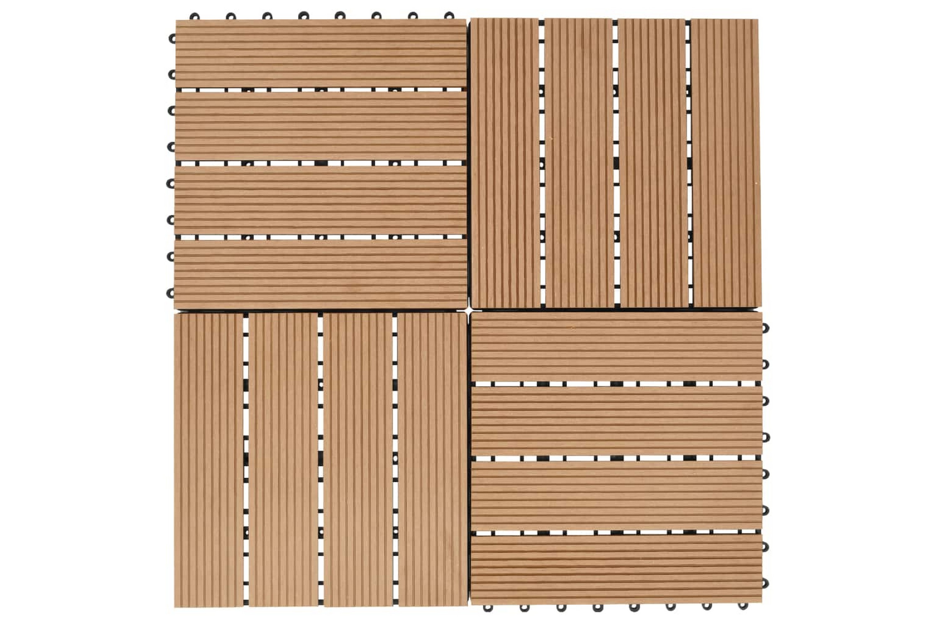 Be Basic Terrassebord 11 stk WPC 30x30 cm 1 kvm teak-farget - Brun|Beige