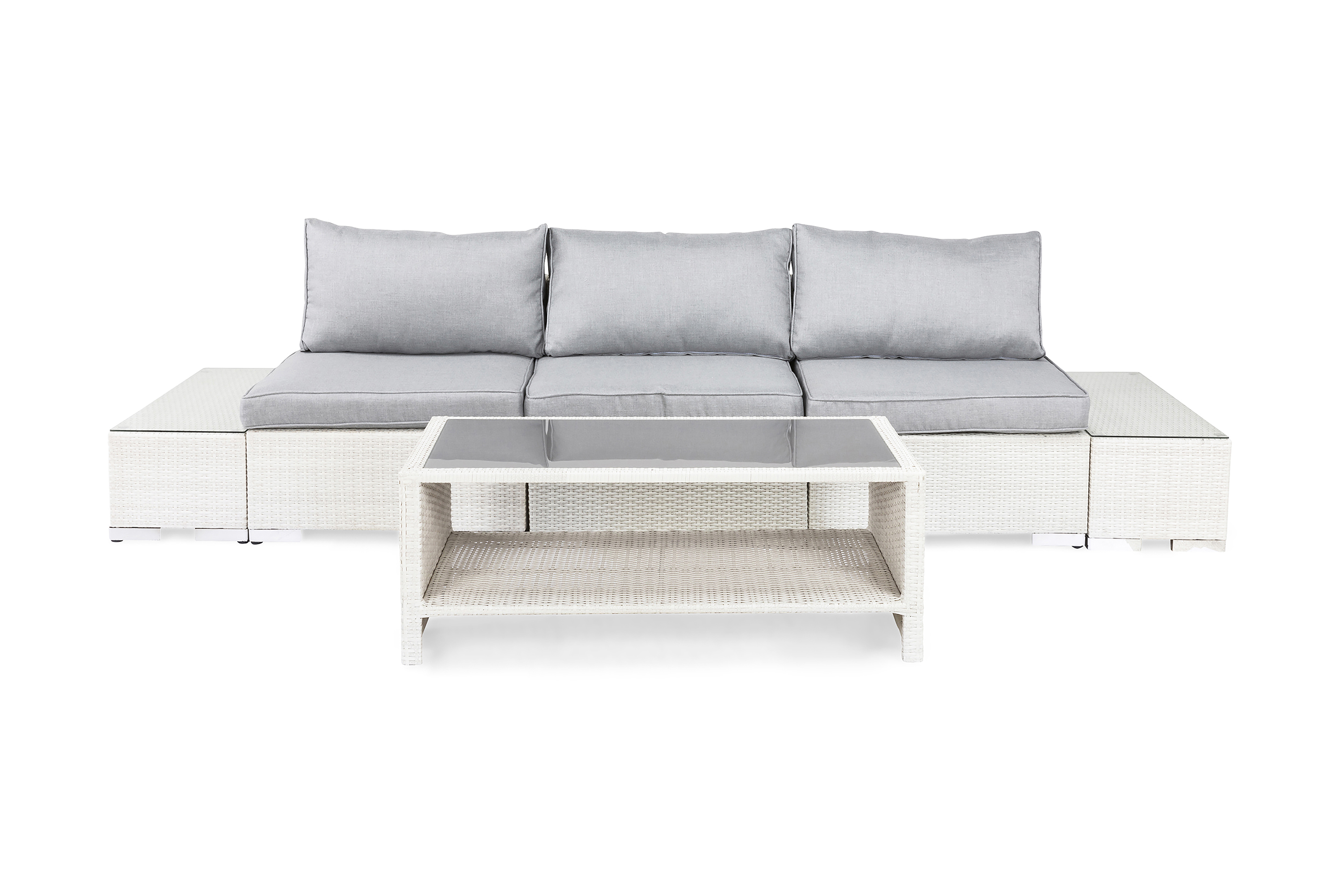 Comfort Garden Loungegruppe Bahamas 3 Pers 1 Bord m Hylle - 2 Avslutninger Hvit