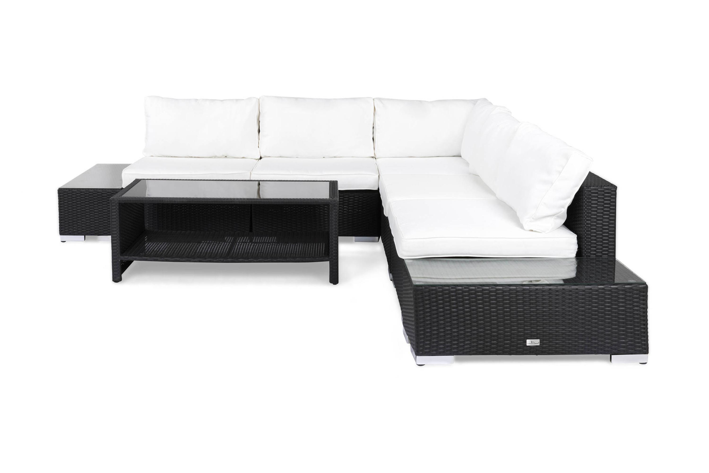 Comfort Garden Loungegruppe Bahamas 5 Pers 1 Bord m Hylle - 2 Avslutninger Svart