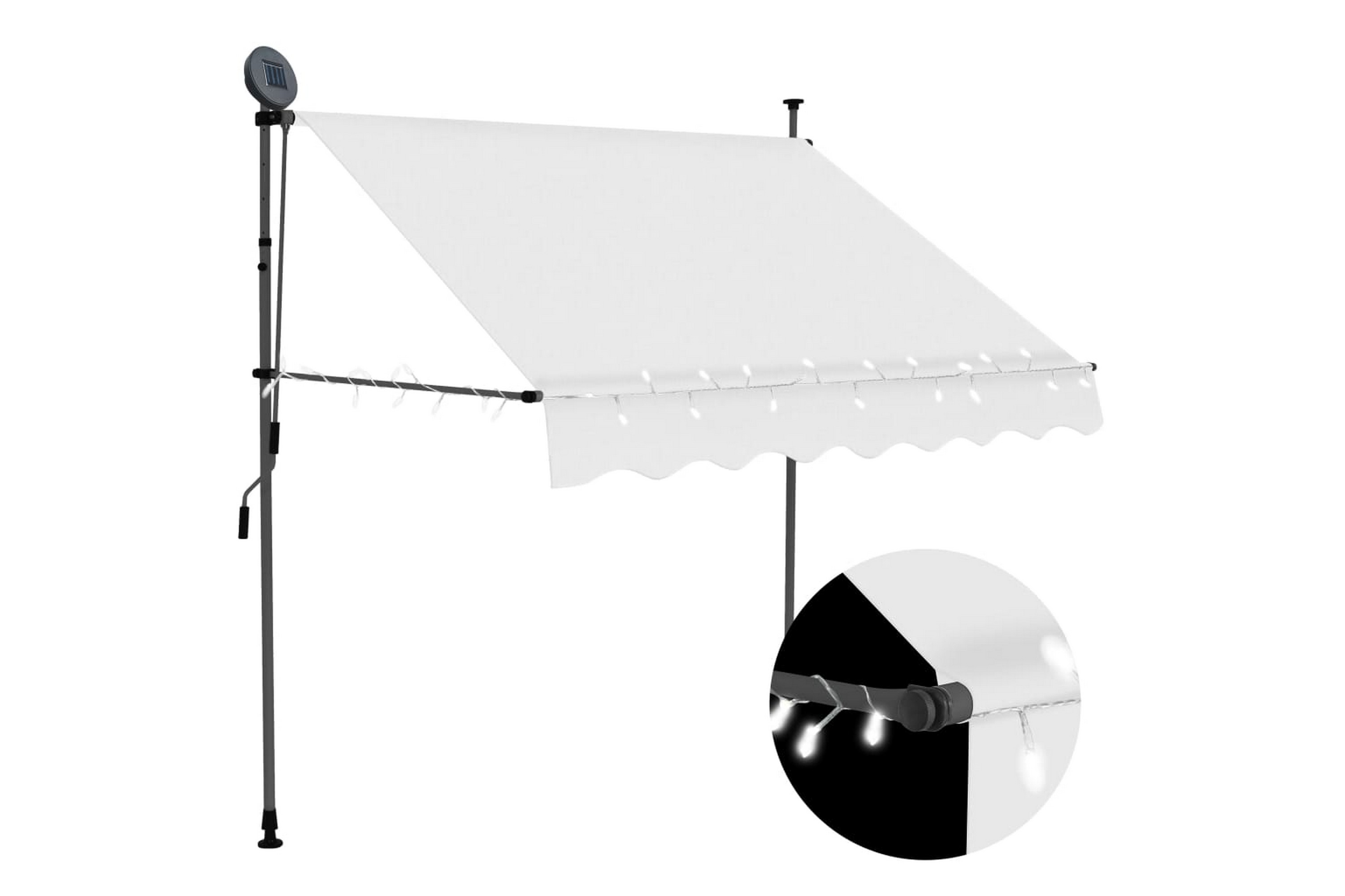 Be Basic Manuell uttrekkbar markise med LED 150 cm kremhvit - Krem