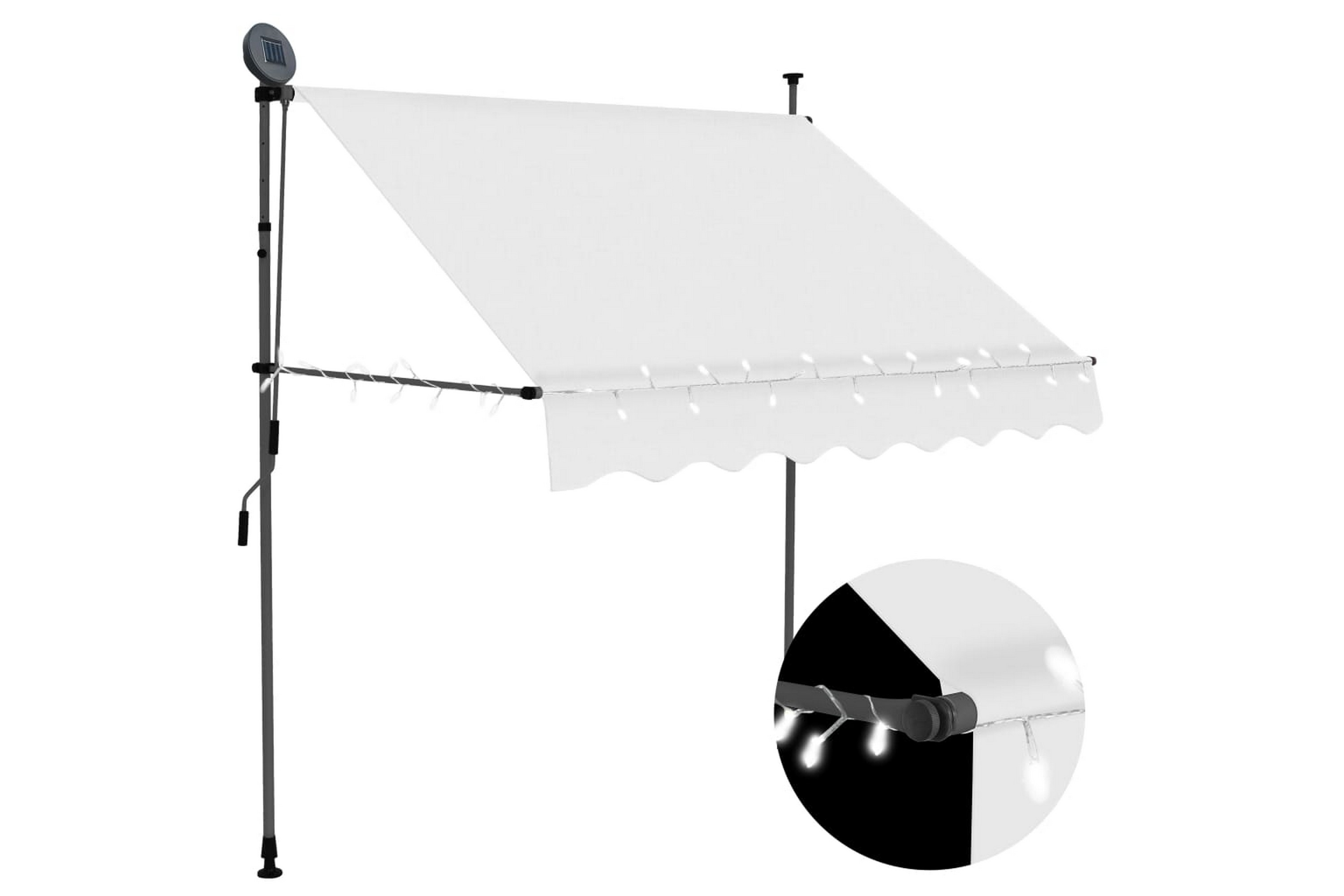 Be Basic Manuell uttrekkbar markise med LED 200 cm kremhvit - Krem