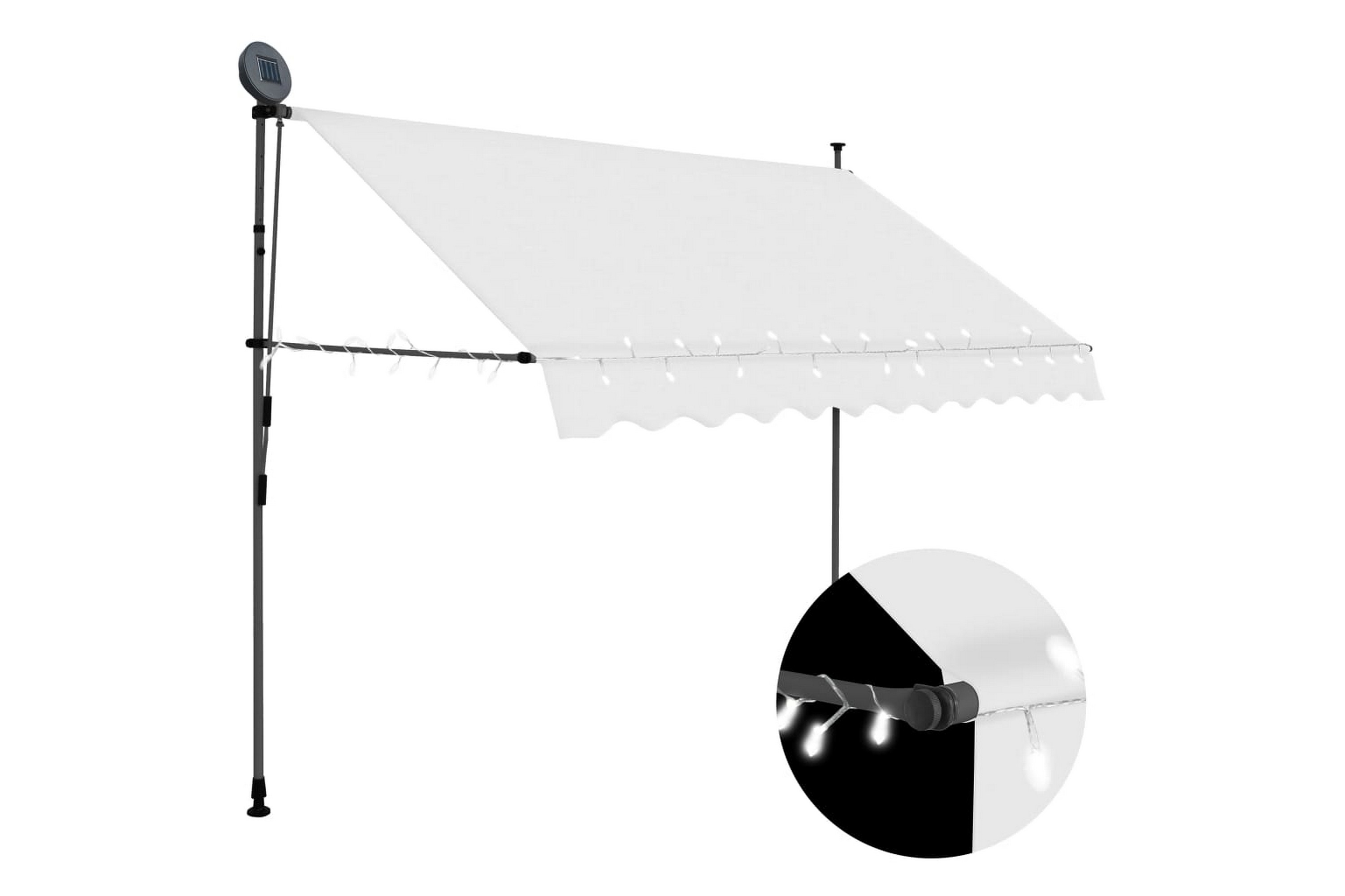 Be Basic Manuell uttrekkbar markise med LED 250 cm kremhvit - Krem