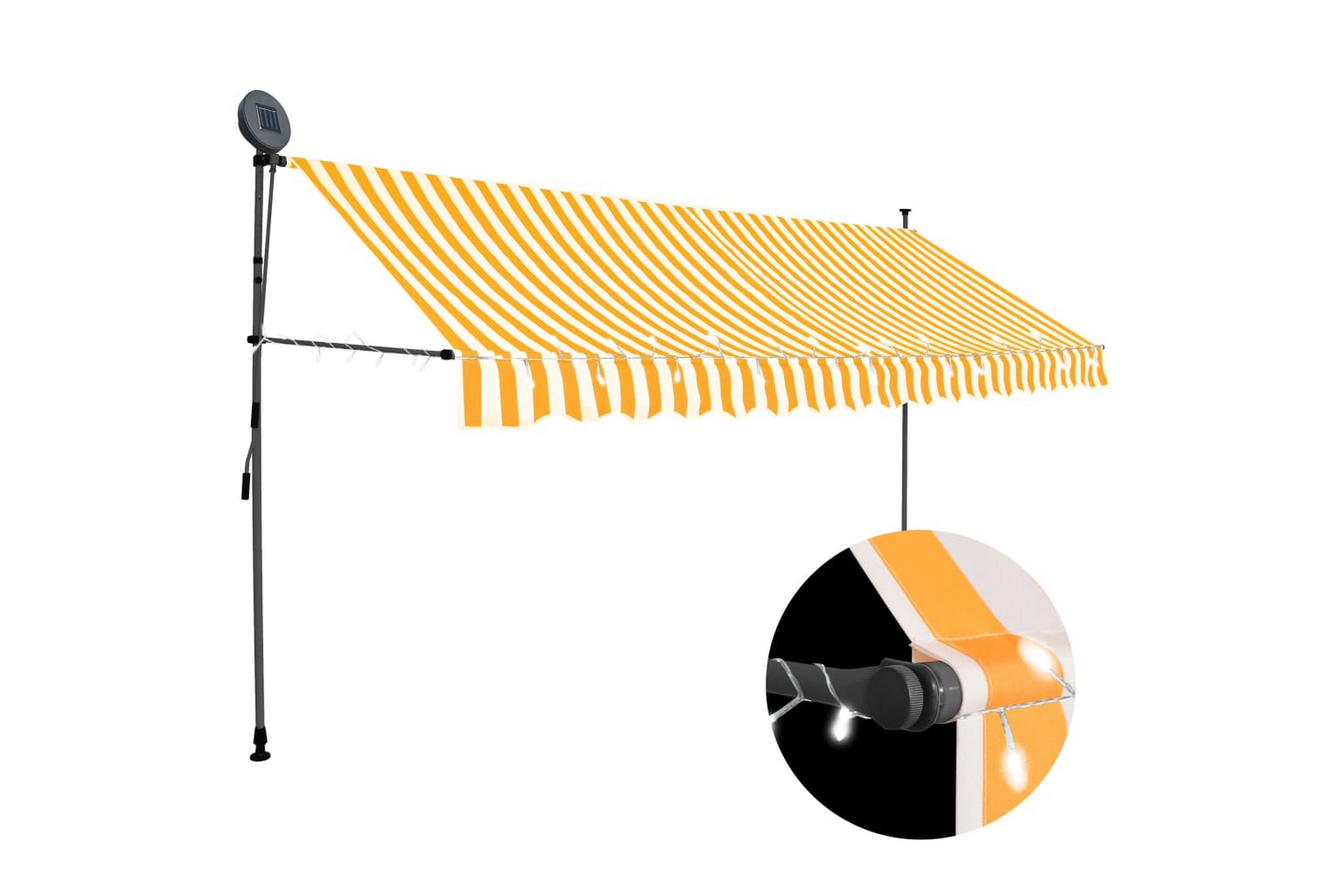 Be Basic Manuell uttrekkbar markise med LED 350 cm hvit og oransje - Flerfarget