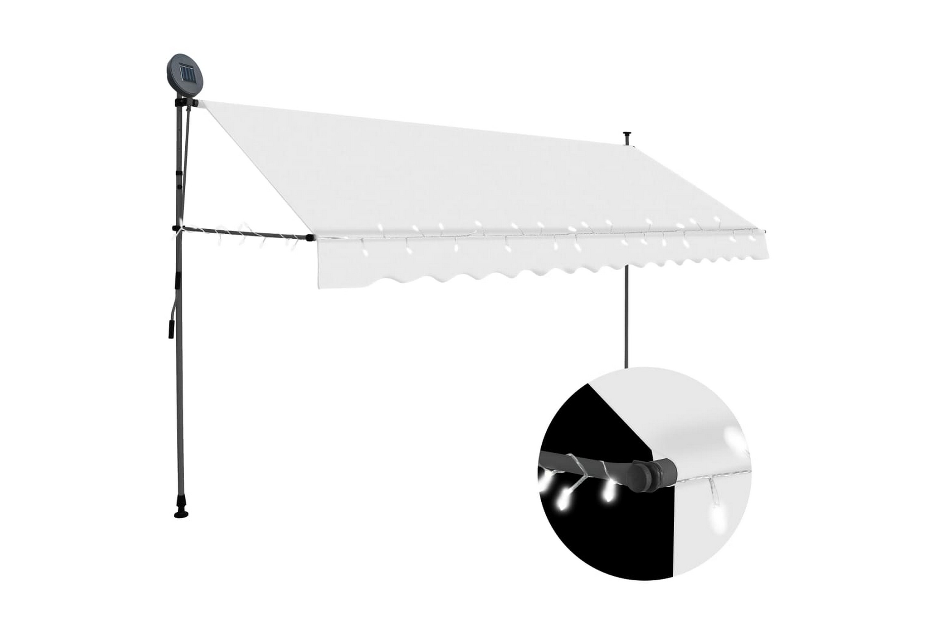 Be Basic Manuell uttrekkbar markise med LED 350 cm kremhvit - Krem