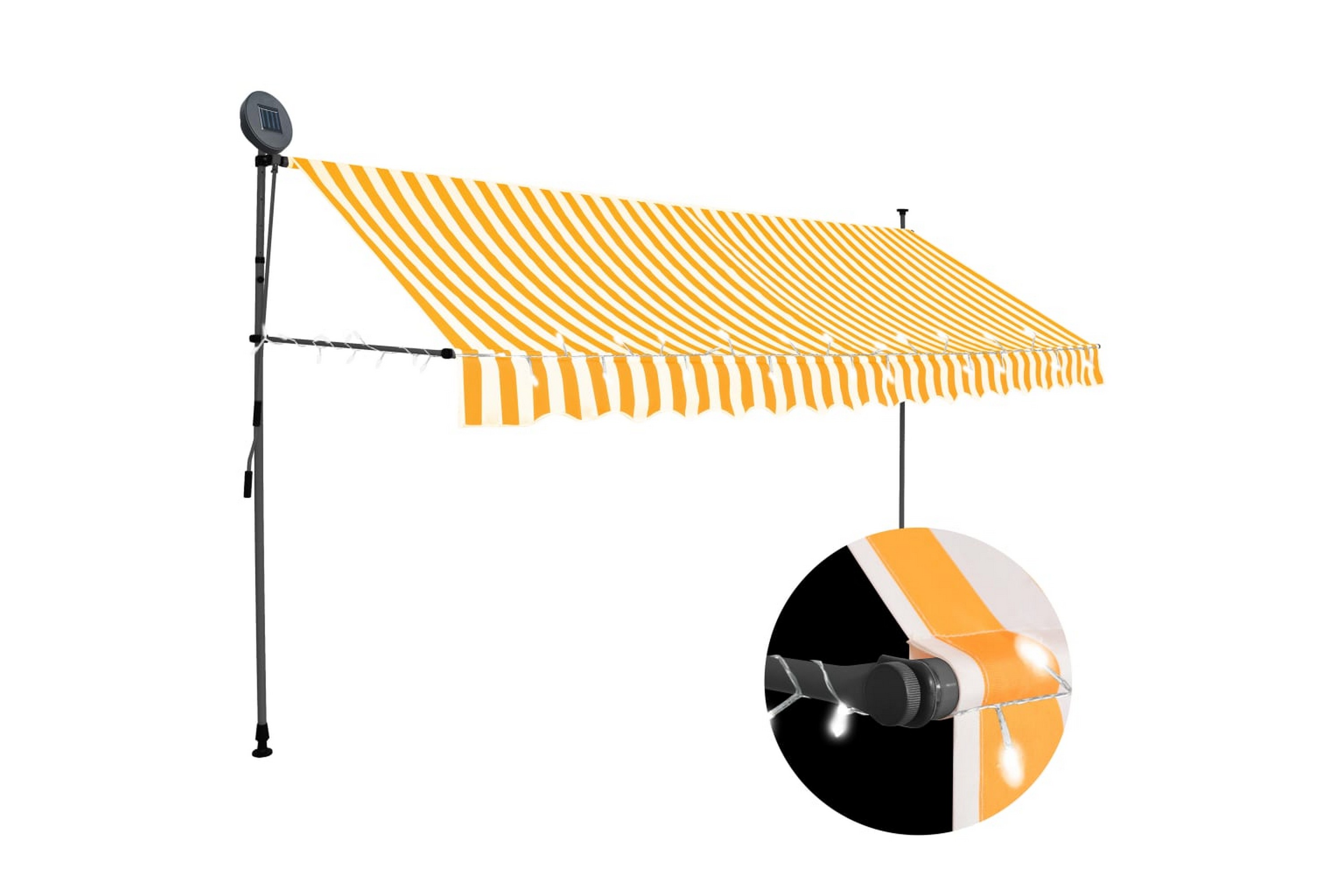 Be Basic Manuell uttrekkbar markise med LED 400 cm hvit og oransje - Flerfarget