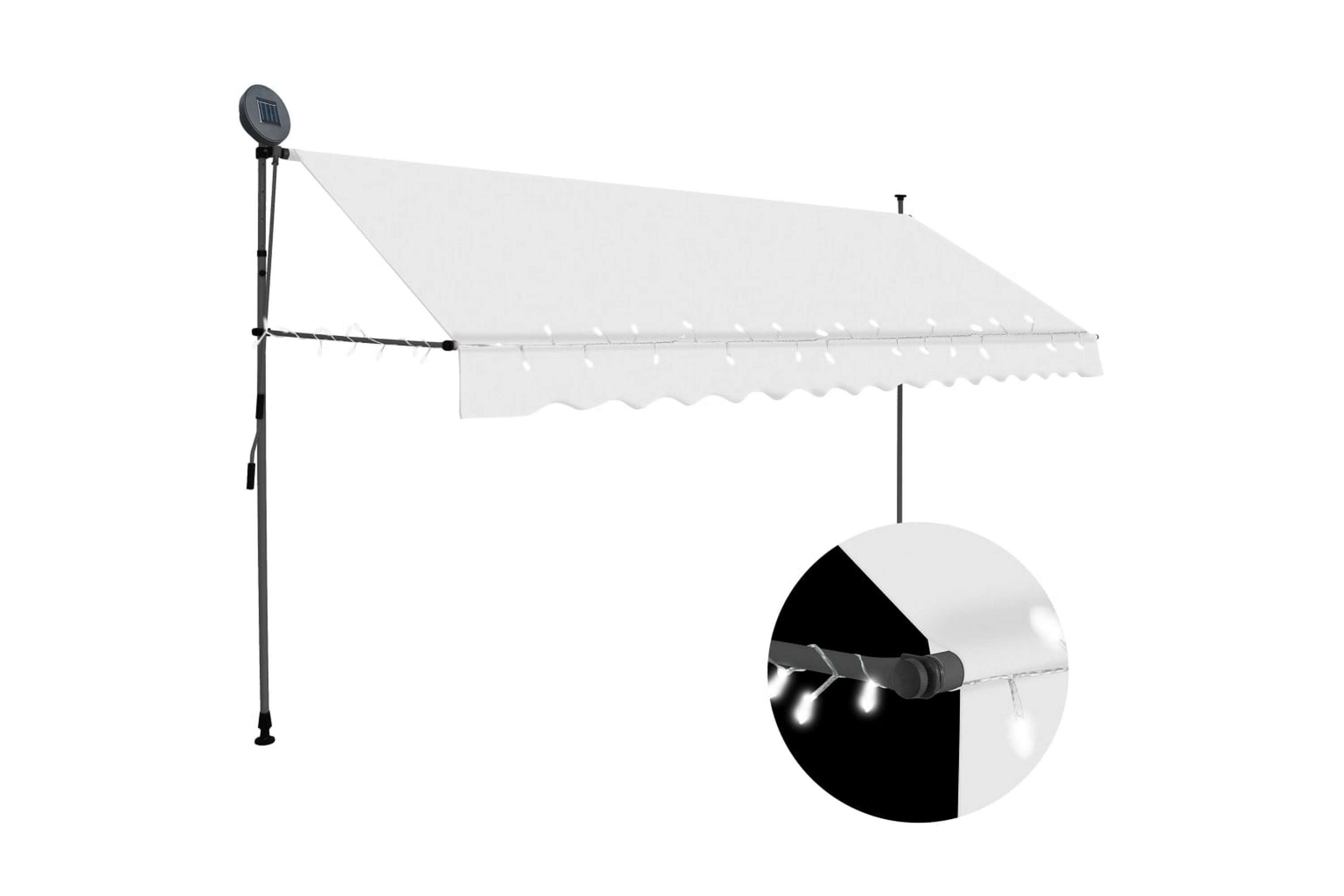 Be Basic Manuell uttrekkbar markise med LED 400 cm kremhvit - Krem