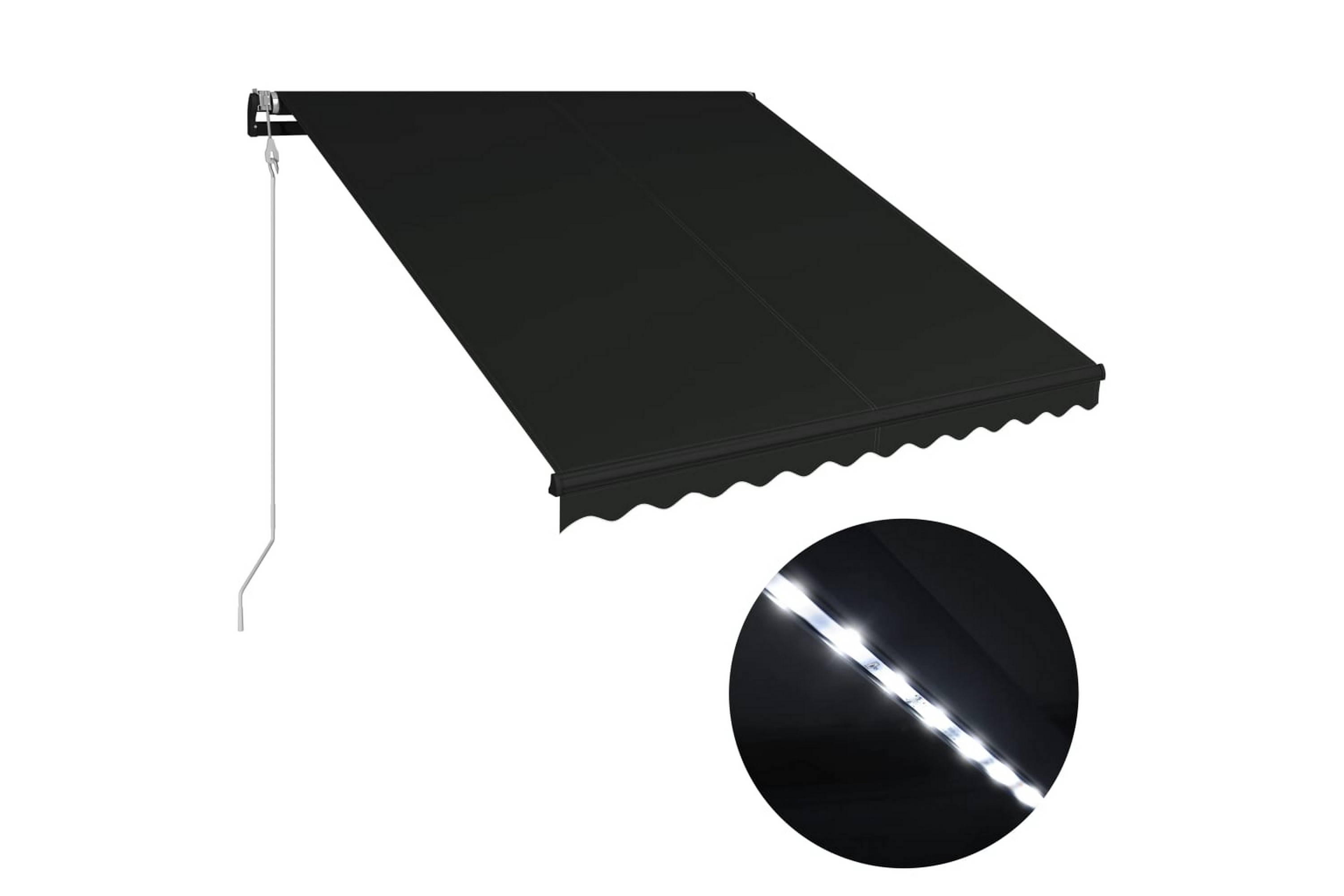 Be Basic Uttrekkbar markise med vindsensor og LED 300x250cm antrasitt -