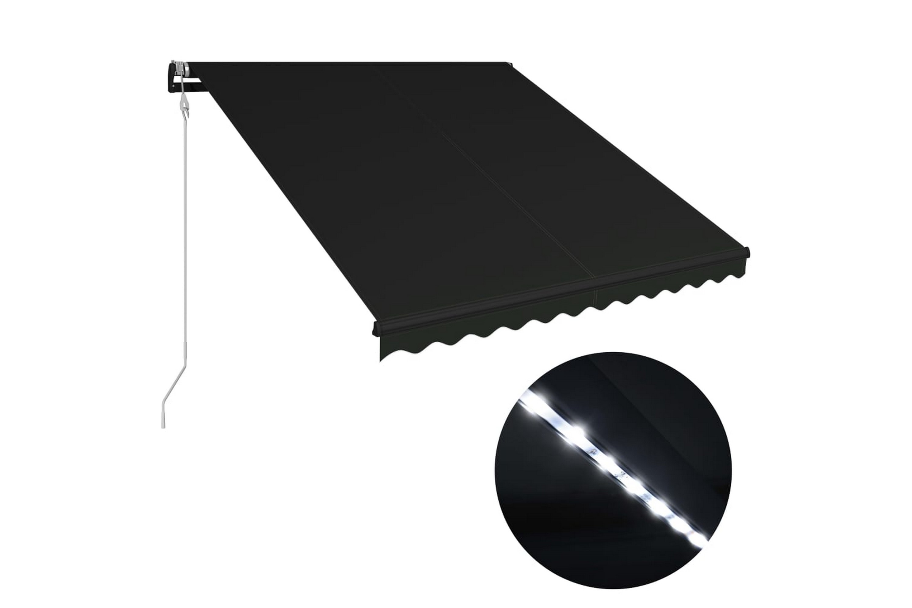 Be Basic Uttrekkbar markise med vindsensor og LED 350x250cm antrasitt -