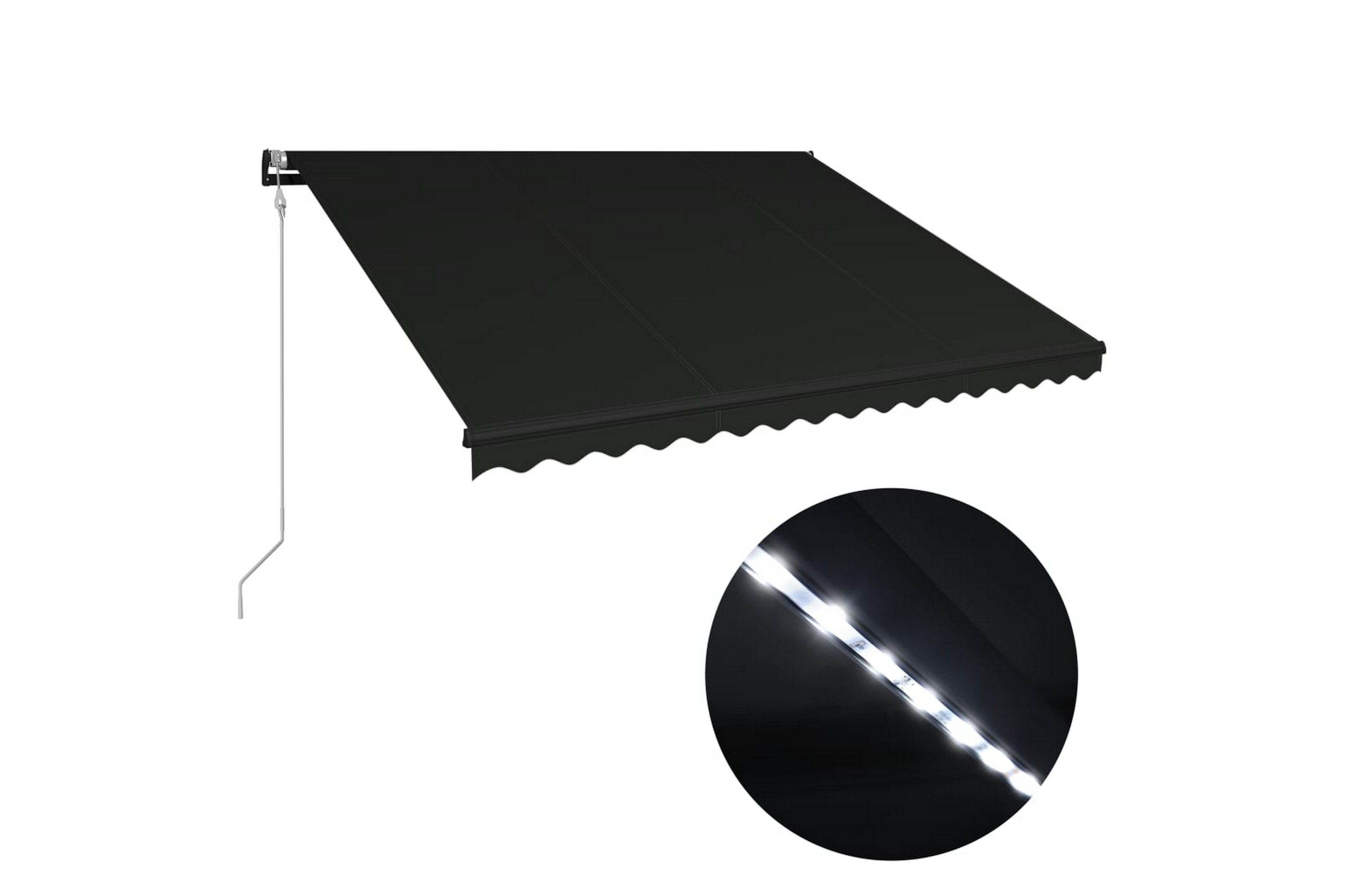 Be Basic Uttrekkbar markise med vindsensor og LED 400x300cm antrasitt - Grå