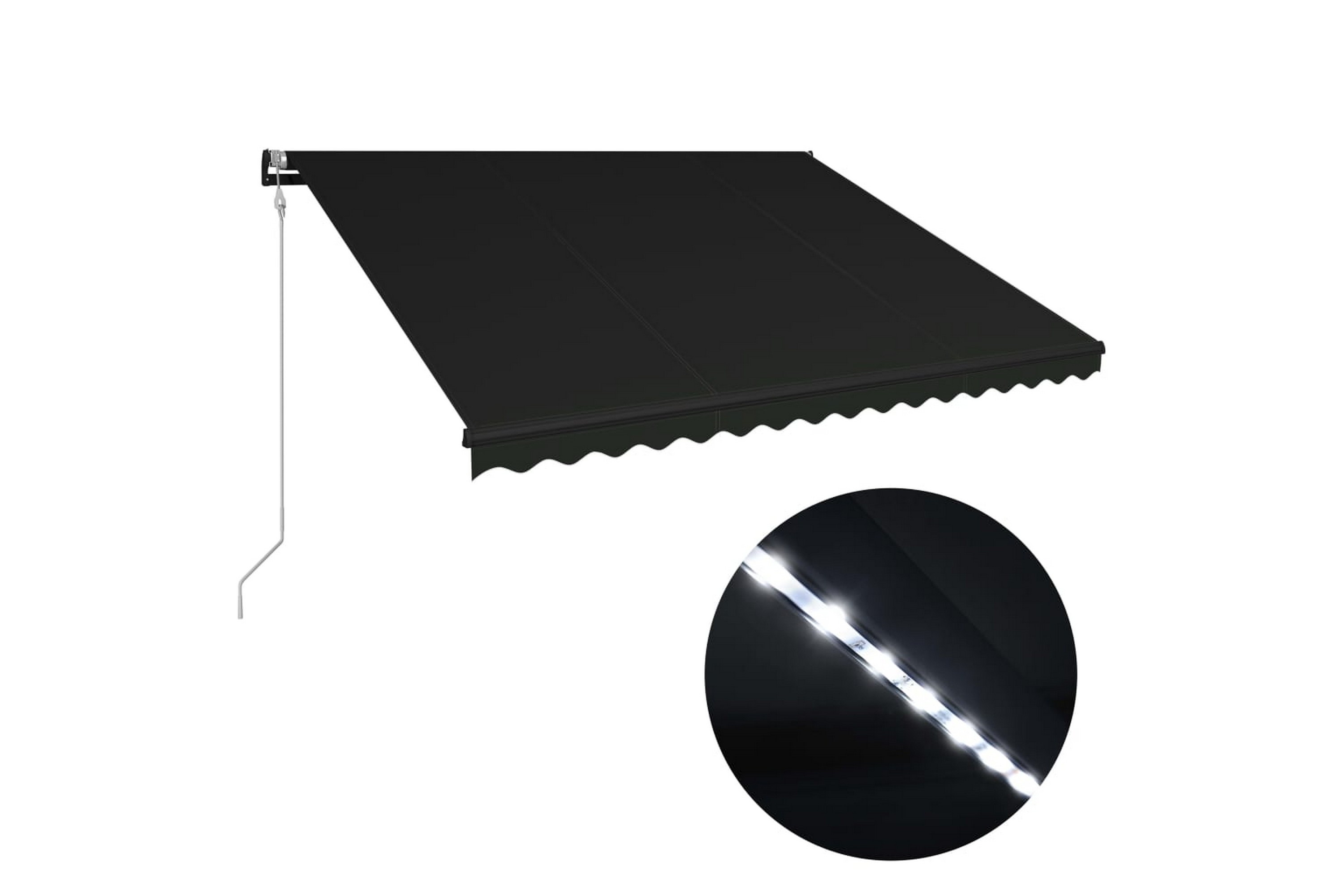 Be Basic Uttrekkbar markise med vindsensor og LED 450x300cm antrasitt -