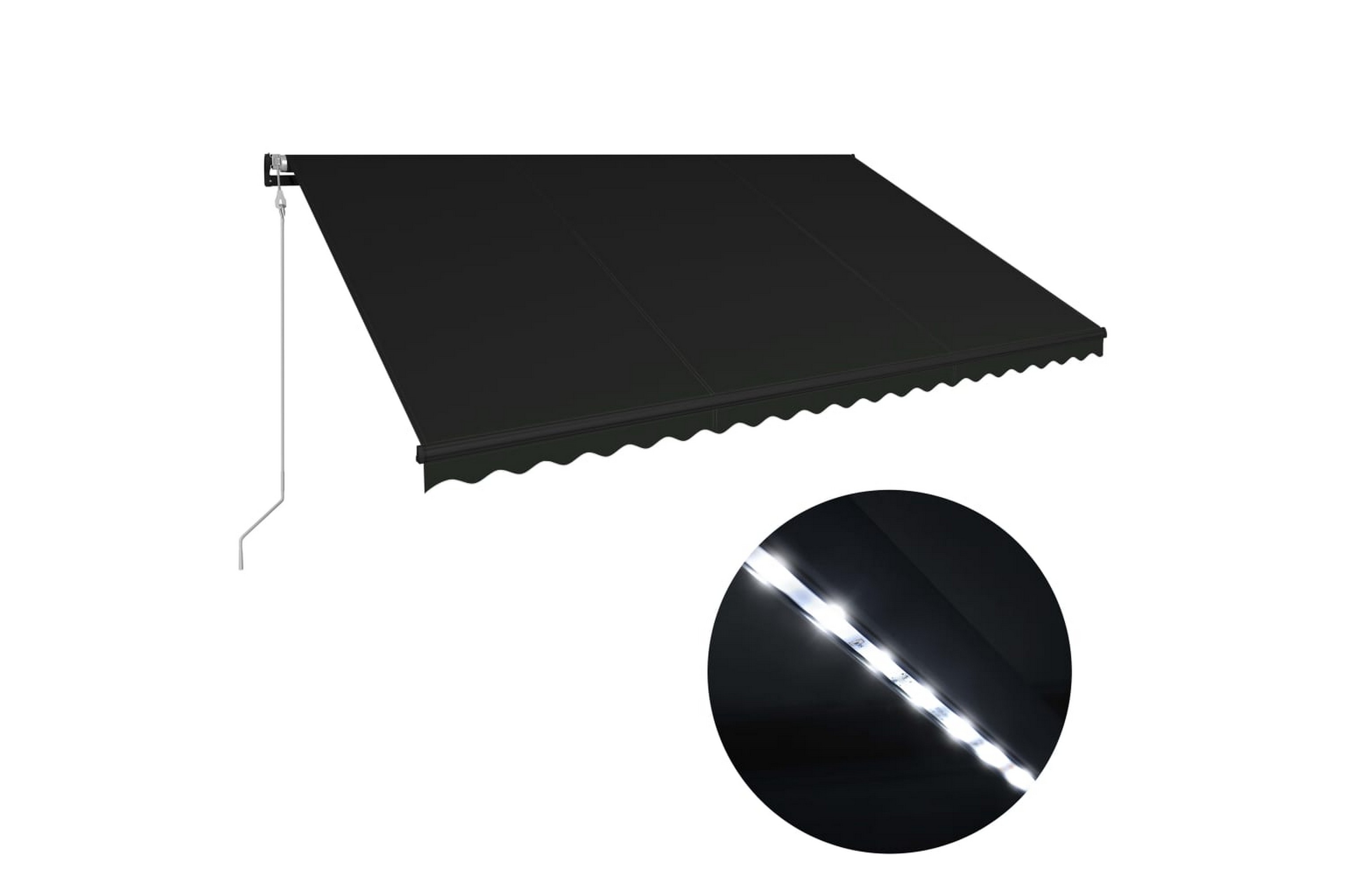 Be Basic Uttrekkbar markise med vindsensor og LED 500x300cm antrasitt -