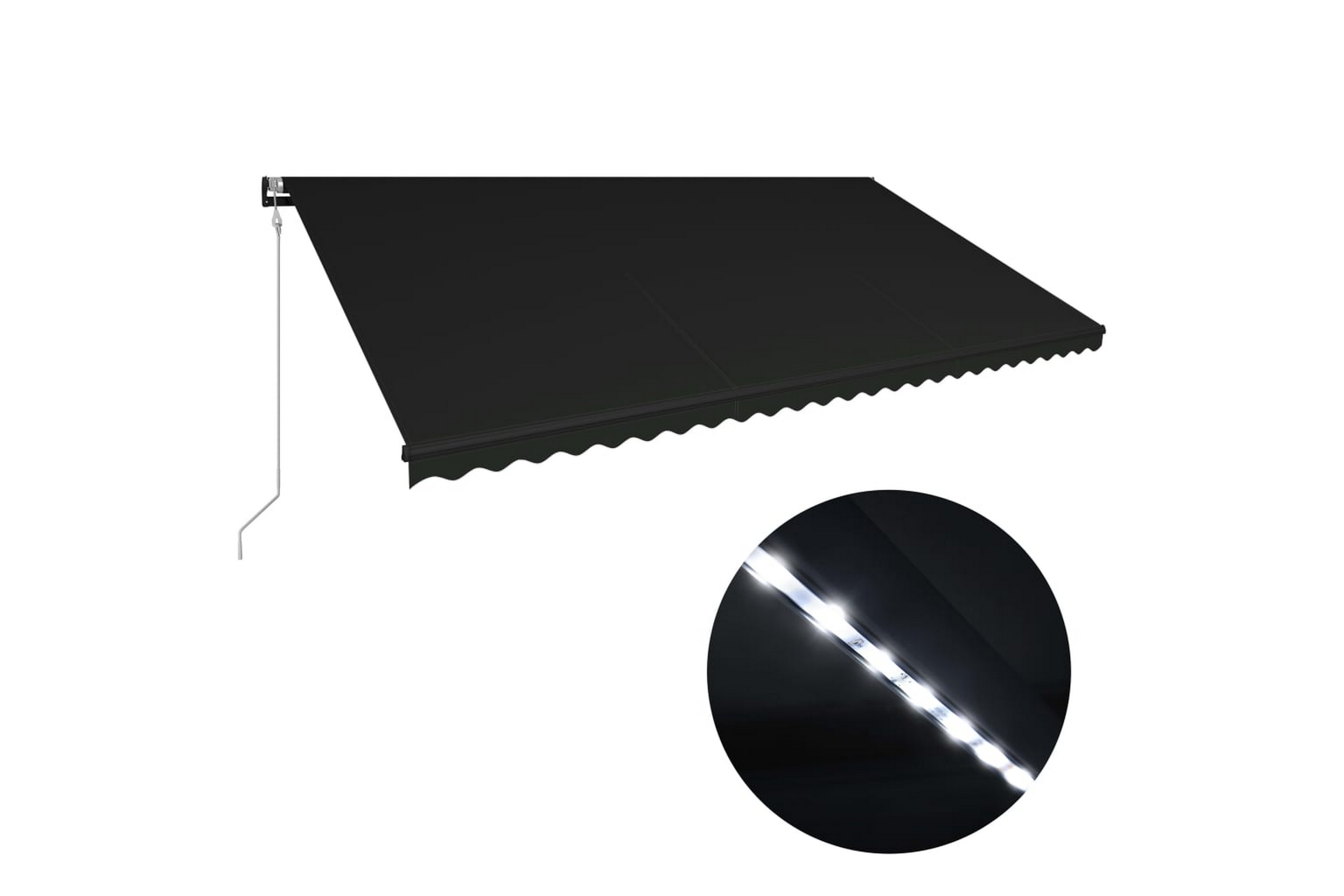 Be Basic Uttrekkbar markise med vindsensor og LED 600x300cm antrasitt -