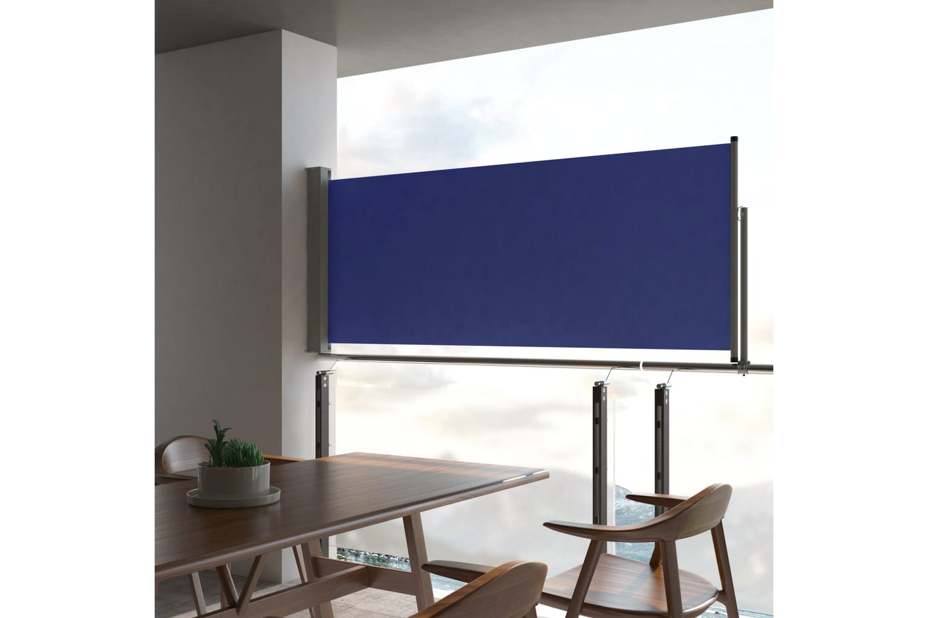 Be Basic Uttrekkbar sidemarkise 100x300 cm blå -